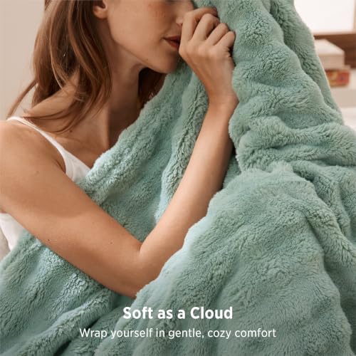 Cloud Bubble Fleece Twin Blanket for Bed (05 Sage Green / Twin (60" X 80"))
