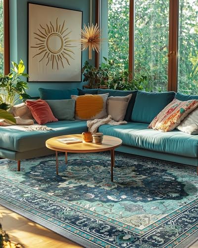 Washable Area Rug (Teal / 6' x 9' (Rectangular))