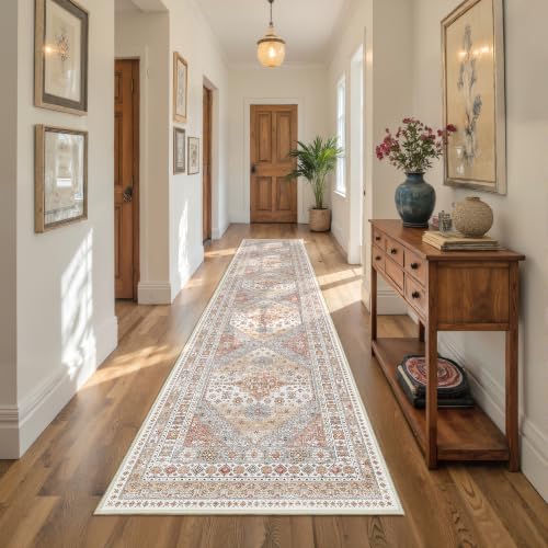Hallway Runner Rug 2x12 Extra Long Washable Runner (Orange / 2' x 12' (Runner))
