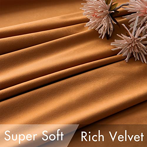 Velvet Curtains 52x108 inches 2 Panels Gold Brown Blackout Curtains (Gold Brown / 52"W x 108"L (Pack of 2))