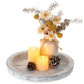 Decorative Round Candle Holder Plate (Rustic White-1)