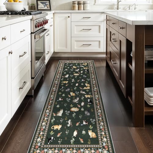 2'6"x8 Washable Kitchen Runner Rug (Sage Green / 2'6" x 8' (Runner))