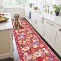 Red Floral Hallway Runner Rug 2x10 for Kitchen Bathroom (Red / 2' x 10' (Rectangular))