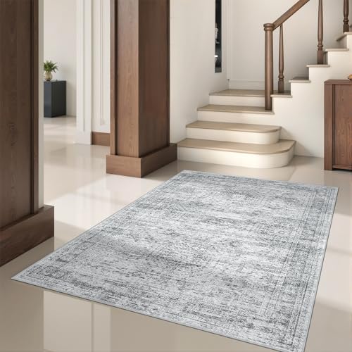 4x6 Area Rug for Entryway (Grey/Ivory / 4' x 6' (Rectangular))