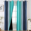 Navy Blue and Teal Gradient Blackout Curtains for Living Room 84 Inch Long (Navy Blue and Teal / 42"W x 84"L (Pack of 2))