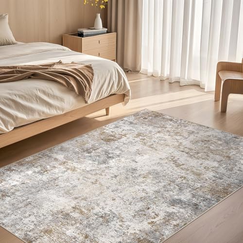 4x6 Area Rug Living Room Rugs Washable Neutral Brown Grey Carpet (Brown Grey / 4' x 6' (Rectangular))