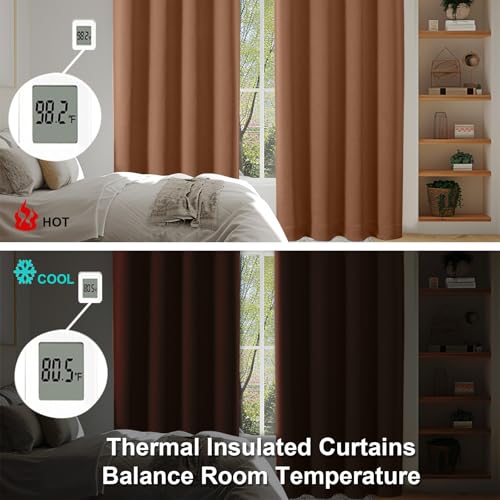 Ava Sun Baked Blackout Curtains for Bedroom 96 Inches Long 2 Panels (Sun Baked / 40"W x 96"L (Pack of 2))