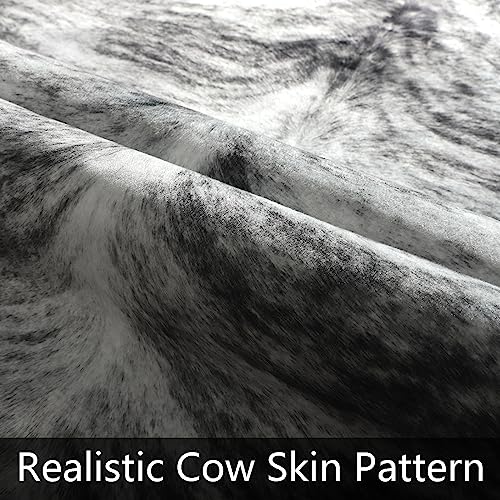 Western Faux Cowhide Rug (6'3" x 5'2" (6.2"×5.2 ft) / Black / Grey)