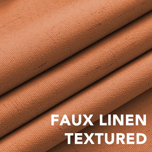 100% Blackout Linen Curtains 72" L 2 Panels Orange (Orange / 52"W x 72"L (Pack of 2))