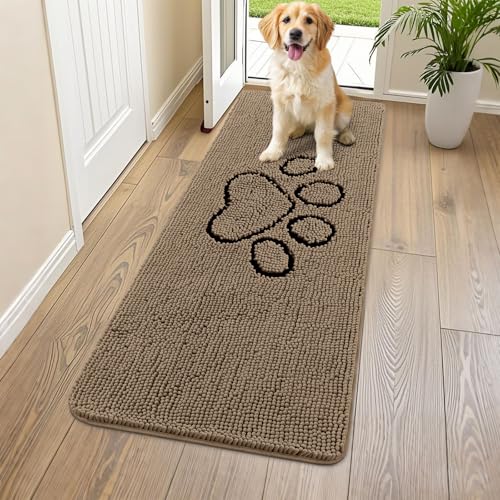 Dog Door Mat for Muddy Paws (59"X24" / Camel and Black)
