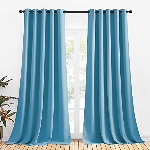 Bedroom Curtains Blackout Drapery Panels (Teal Blue / 70"W x 108"L (Pack of 2))