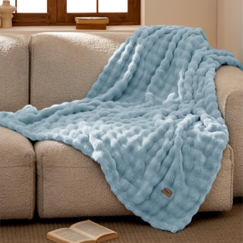 Cloud Bubble Soft Throw Blanket for Couch (Light Blue / Throw (50" X 60"))