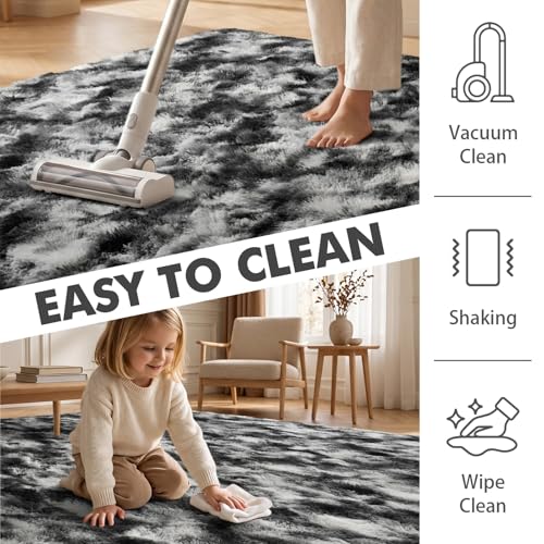 6x9 Ft Large Shag Rugs for Living Room Decor (DC Black 4sm11 / 6' X 9' (Rectangular))
