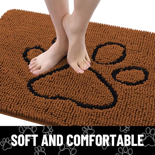 Dog Door Mat for Muddy Paws (36"X24" / Ochre and Black)