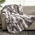 Faux Fur Throw Blanket for Couch (Tie-dye Taupe / Throw(50" x 60"))