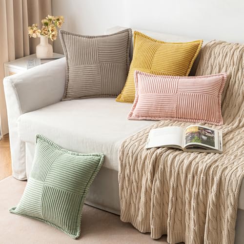 Decorative Lumbar Throw Pillow Covers 12x20 Inch Light Brown 2 Pack (Light Brown / 20" x 12" (Pack of 2))