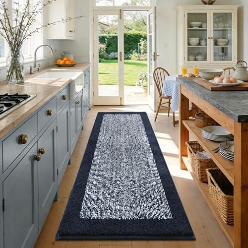60x24 Bathroom Rugs Non Slip Washable (Dark Blue / 2' x 5' (Rectangular))