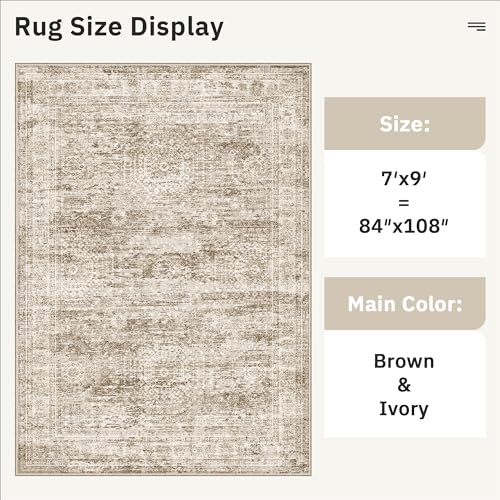 7x9 Area Rug for Living Room Washable Rugs Non (Brown / 7' x 9' (Rectangular))