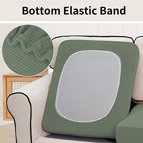 Stretch 2 Pieces Loveseat Couch Cushion Cover for 2 Seat (2-piece / Greyish Green)