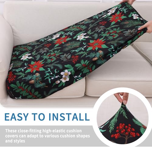 Printed Couch Cushion Covers (Dark Red / Seat Cover Large)