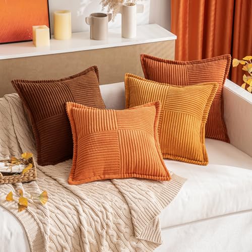 Fall Burnt Orange Decorative Throw Pillow Covers for Couch 16x16 in (Burnt Orange / 16" x 16" (Pack of 2))