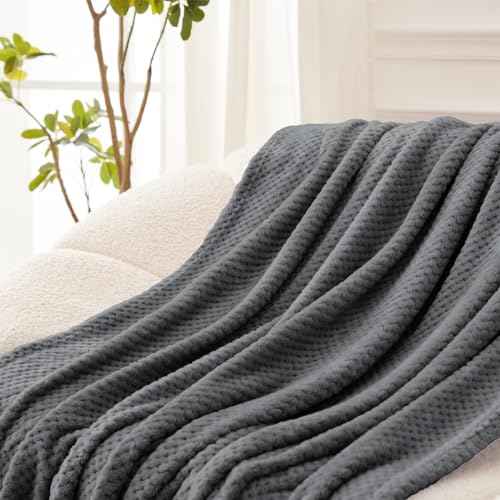 Large Waffle Fleece Throw Blanket for Couch (Gray / 50x70 in)