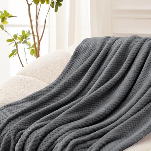 Soft Waffle Fleece Bed Blanket Queen Size (Gray / 90x90 in)