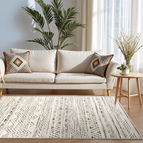 3x5 Area Rug Washable Moroccan (Beige / 3' x 5')