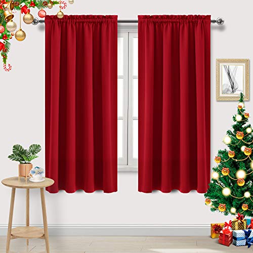 Blackout Curtains for Bedroom Living Room 52 x 63 Inch Long Red (Red / 52"W x 63"L (Pack of 2))