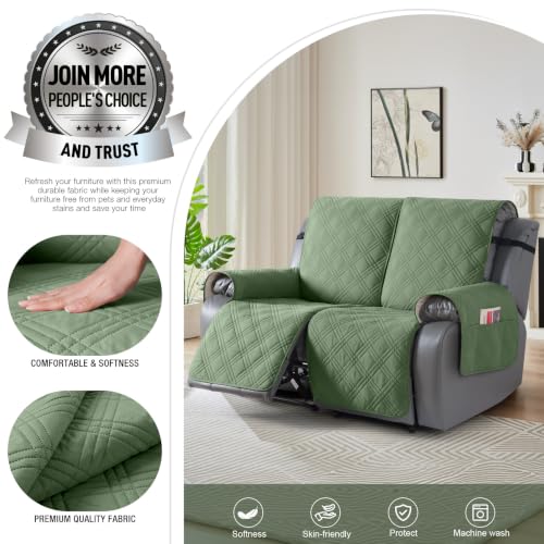100% Waterproof Loveseat Recliner Covers 2 Seater (Bean Green / 2 Seater Standard)