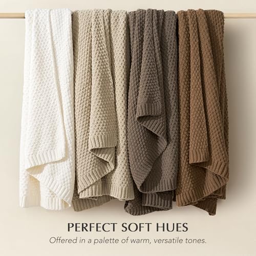 HOME Chunky Chenille Knit Throw Blanket (Camel Brown / 50" X 60")