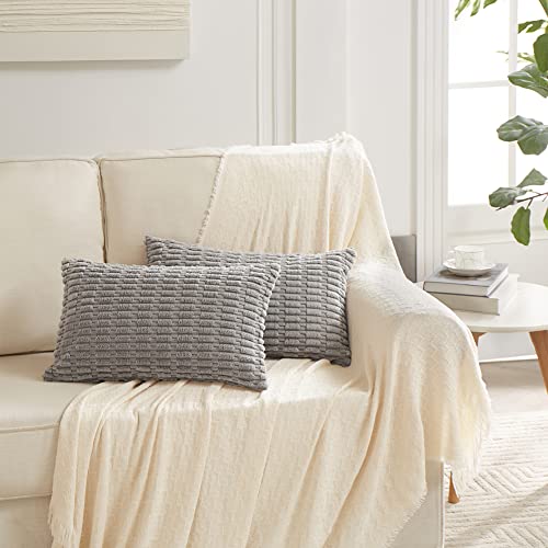 4 Packs Grey Decorative Throw Pillow Covers 14x24 Inch for Living Room Couch Bed (24" x 14" (Pack of 4) / Gray)