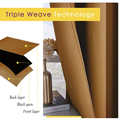 Blackout Curtain Panels for Bedroom (Gold Brown / 70"W x 95"L (Pack of 2))