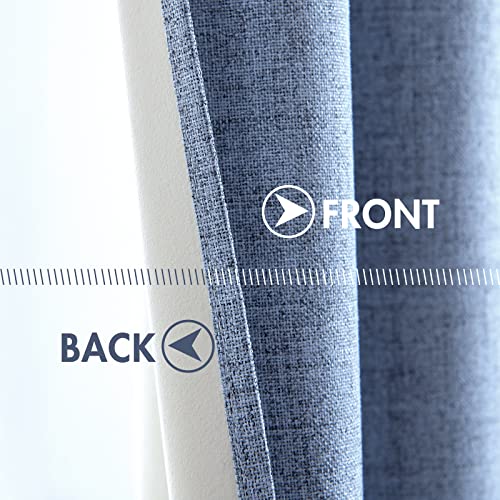 100% Blackout Linen Curtains for Bedroom 52x72 Inches Stone Blue (Stone Blue / 52"W x 72"L (Pack of 2))