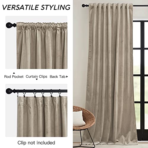 Velvet Curtains 108 inches Long (Camel Beige / 52"W x 108"L (Pack of 2))