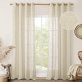 Beige Linen Sheer Curtains 96 Inches Long for Living Room 2 Panels (52"W x 96"L (Pack of 2) / Beige)