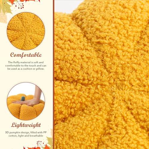 1 Pcs 3D Pumpkin Pillow Fall Decor Halloween Cushions (Yellow)