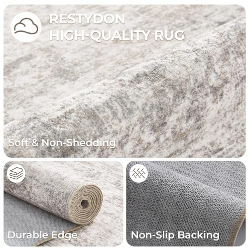 2x10 Runner Rug Non Slip (Brown/Grey/Ivory / 2' x 10' (Runner))
