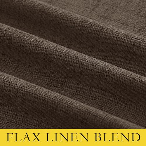 Coffee Vintage Linen 100% Blackout Curtains for Living Room (42"W x 84"L (Pack of 2) / Coffee)
