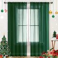 Sheer Voile Window Treatment Rod Pocket Curtain Panels for Kitchen Bedroom Living Room Drapes Sunlight Filtering Privacy Semi Home Decor Assorted Colors Sizes (Foliage Green / 52"W x 45"L (Pack of 2))