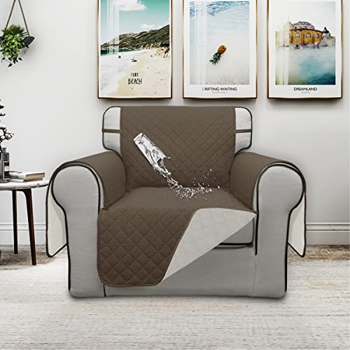 Double Protection 100% Waterproof Chair Sofa Cover for Living Room (Camel/Ivory / Chair Small)