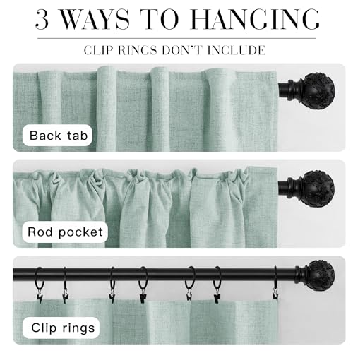 100% Blackout Linen Textured Curtains 108 inches Long (Aqua / 52"W x 108"L (Pack of 2))