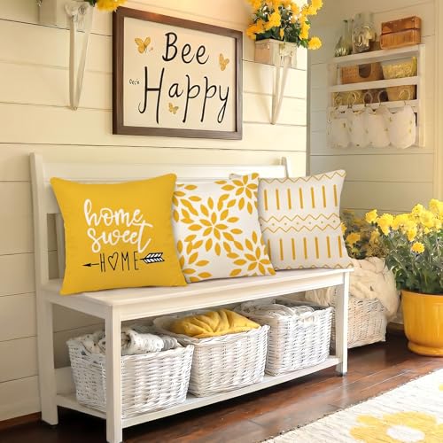 Pillow Covers 18x18 Set of 4 (A-yellow / 18" x 18" (Pack of 4))