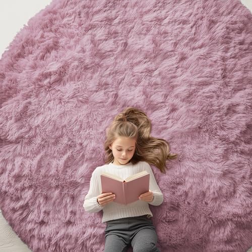 Blush Round Rugs for Bedroom (8 Ft Round / Blush)