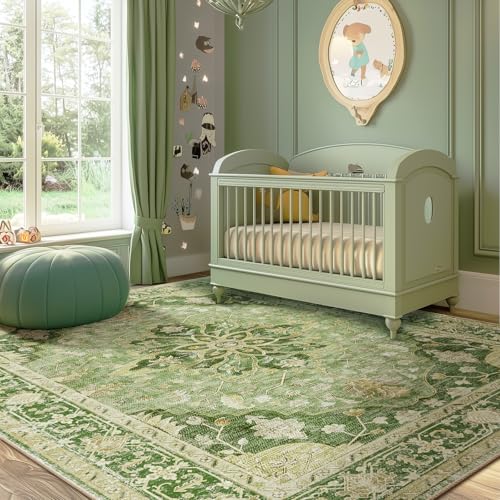 Washable Area Rug (Green/Yellow / 6' x 9' (Rectangular))