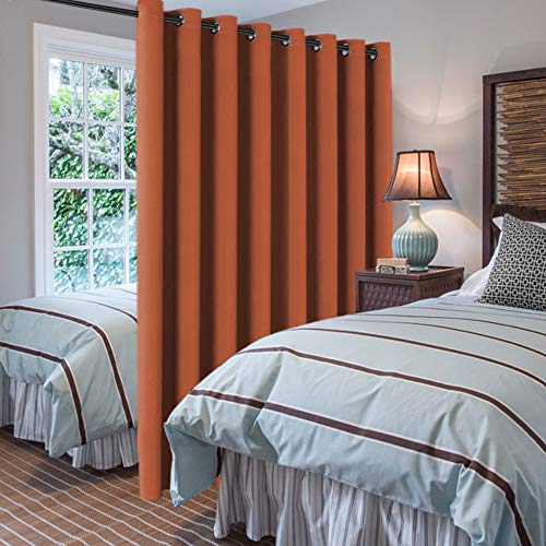 Blackout Patio Curtains 100 x 108 Inches for Sliding Door Extral Wide Blackout Curtain Panels Thermal Insulated Room Divider (100"W x 108"L (Pack of 1) / Orange)