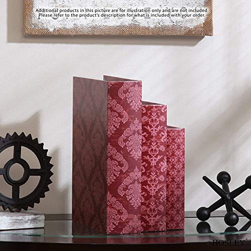 Set of 3 Farmhouse Memory Storage Book Boxes (Case (2 units of 8'' , 10'' & 12'' High) / Red)