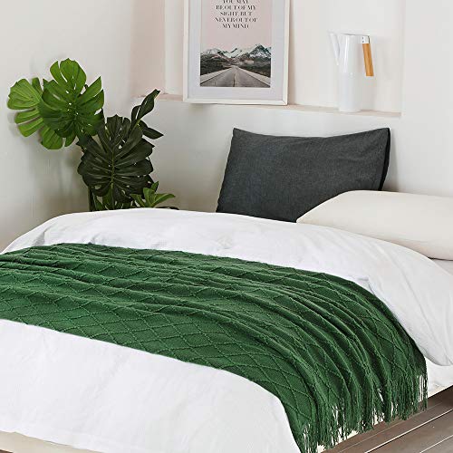 Green Throw Blanket 60x80 Inch Boho Knitted Soft Throw Sofa Blanket (Green / 60"x80")
