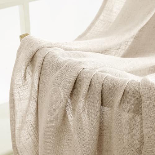 Light Taupe Linen Curtains 52x63 Inch Length for Bedroom Living Room (Light Taupe / 52"W x 63"L (Pack of 2))