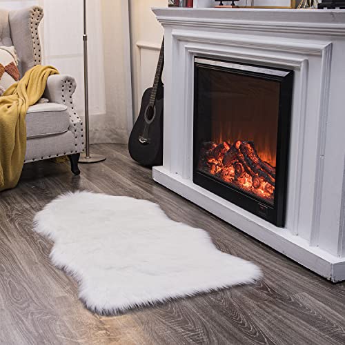 Ultra Soft Fluffy Shaggy Area Rug Faux Fur Rug Chair Cover Seat Pad Fuzzy Area Rug for Bedroom Floor Sofa Living Room (White / 2' x 4' (Sheepskin))